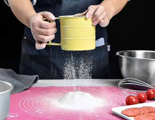 Image of Lukzer Silicone Fondant Rolling Mat Baking Sheet Large with Measurement Stretchable for Kitchen Roti Chapati Cake Pad Cooking Dough Atta Kneading Big Size (Pink /50x40m)