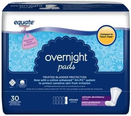 Women's Incontinence Pads, Overnight, 30 Count (Pack of 1)