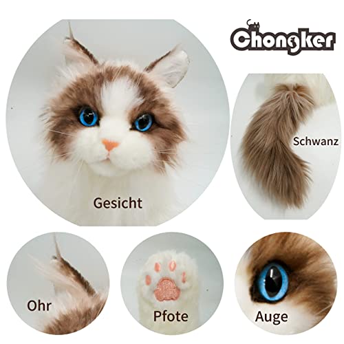 Chongker Kuscheltiere Plüschtier Katze, echte Größe, handgefertigt, Geschenk für Kinder, Frauen – Bild 4