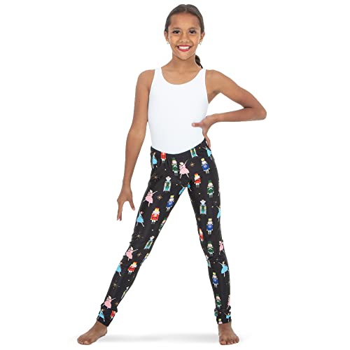 Alexandra Collection Youth Kid Girls Christmas Holiday Nutcracker Ballet Activewear Workout Leggings Black