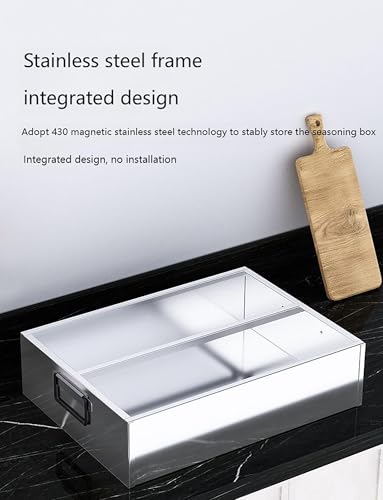 Estación de cocina de acero inoxidable para pizza y dispensador de condimentos con tapa, bandeja de un solo compartimento para uso en interiores y exteriores, dispensador de especias de