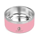 Jimi&Jimu Stainless Steel Dog Bowls – 64oz Large Dog Bowl for Water and Food – Double Wall Stainless Steel Insulated Dog Bowl – No-Slip Powder Coated Pet Water Bowl – Cotton Candy Pink