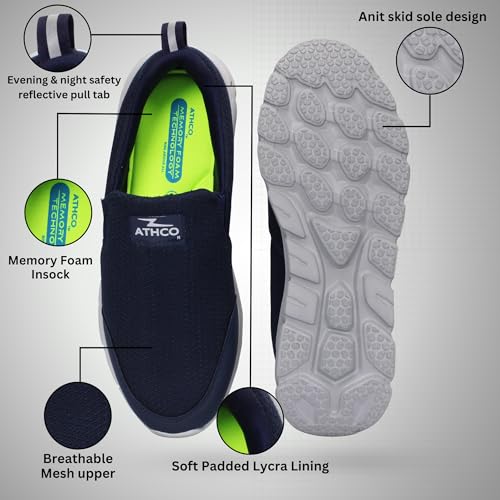 حذاء جري اوكسي فلو للرجال من اثكو، لون كحلي، مقاس 42 EU (ATHST-55)