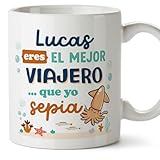 MUGFFINS Tazas Personalizadas para VIAJERO hombre - En Español - Mejor que yo Sepia - 11 oz / 330 ml - Regalo Personalizable original y divertido