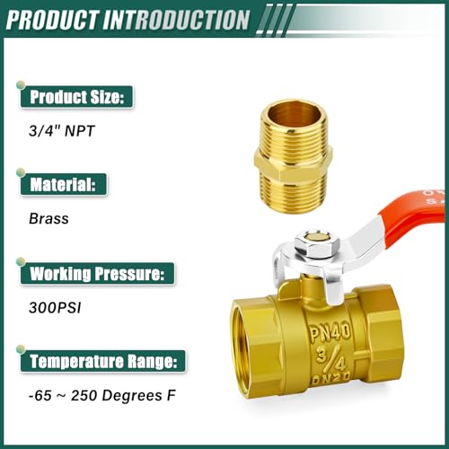 Kit de válvula de bola de latón 3/4 hembra y conector macho para conducción de aceite 4