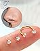 OUFER 18G Horseshoe Gold Nose Rings Studs, 316L Surgical Steel Double Cubic Zirconia Nose Studs, Internally Threaded Nose Rings For Women, Lip Eyebrow Helix Ear Piercing Jewelry