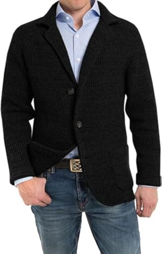 Aoysky Men's Shawl Collar Cardigan Sweater Button Down Knitwear with Pockets
