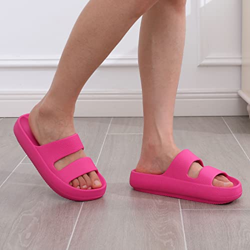 Shevalues Cloud Slides For Women With Arch Support Pillow Soft Slip On Sandals Lightweight Summer Slippers For Plantar Fasciitis Electric Pink 39 #TOP1