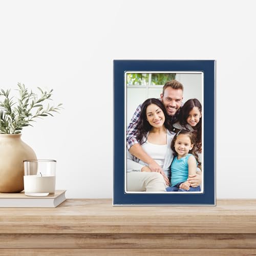 Cadre en métal bleu émail poli 10x15 cm Lawrence Frames pour photos de table