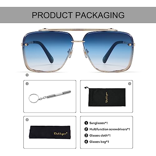 Dollger Square Aviator Sunglasses For Men And Women Fashion Metal Vintage Gradient Shades Sunglasses Uv400 Protection #TOP4