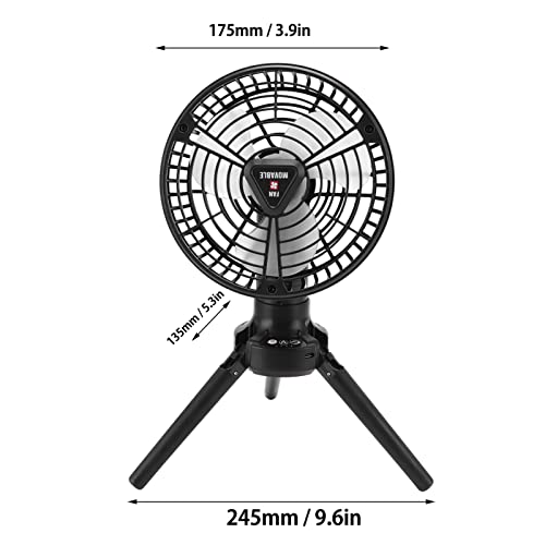 Ventilador trípode recargable de 10400mAh con linterna LED regulable 6