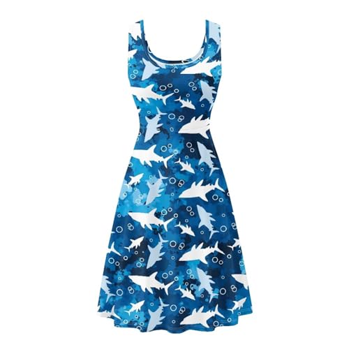 Image of Women Stylish Tank Dresses Sleeveless Round Neck Midi Casual Dress with Pocket for Summer