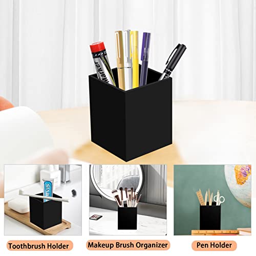 Image of Ptaedex Acrylic Pen Holder Organizer, Black Pencil Holder for Desk, 2 Pack | Pen Holder for Desk, Pen Cup Holder, Makeup Brush Holder, Marker Organizer Office Supplies, Desk Decor for Office Home School