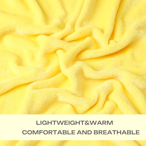 Image of JIAHANNHA Fleece Blanket Throw Size Yellow Throw Blankets for Couch Sofa Bed 300GSM,Super Soft Cozy and Luxury Bed Blanket for All Season,50 by 60 Inches