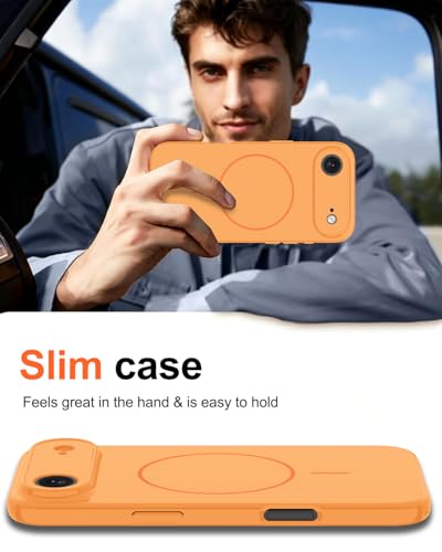 Image of Magnetic for iPhone Air Case,Shockproof Matte Cover,Orange | with Screen Protector,Compatible with MagSafe,Military Grade Drop Protection,Full Camera Protection,Non-Slip Design Case