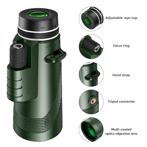 Image of 40X60 High Power Monocular Telescope with Tripod & Phone Adapter, HD Low Light Vision for Adults, Perfect for Wildlife Watching, Hiking, Camping and Sporting Events