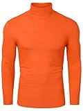 uxcell Men's Orange Turtleneck Top Slim Fit Long Sleeve Pullover Turtle Neck Shirt 46