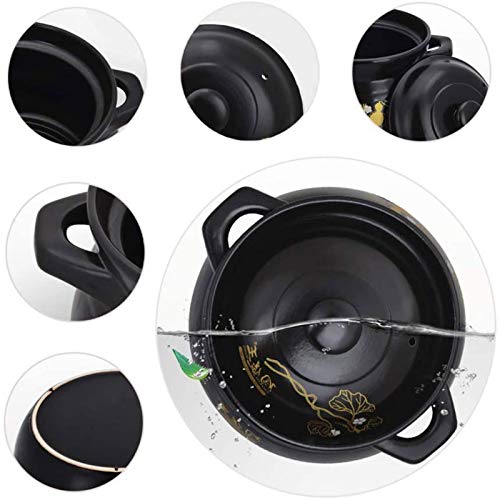 CTCOIJRN Kasserolle mit Deckel, Bratpfanne – großer runder Steingut-Keramiktopf, Doppelgriff, schwarz(2.3L) 4 CTCOIJRN Kasserolle mit Deckel, Bratpfanne – großer runder Steingut-Keramiktopf, Doppelgriff, schwarz(2.3L)