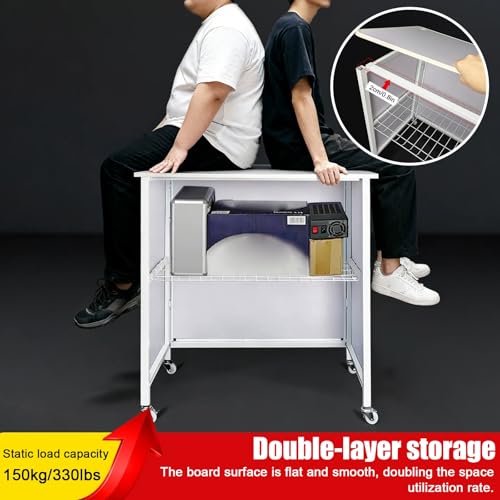 Mesa de promoción plegable con ruedas y bolsa de transporte para venta ambulante 6