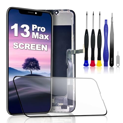 PartageFix Pantalla para iPhone 13 Pro MAX: Pantalla LCD de Repuesto de 6,7' FHD + digitalizador táctil + Marco, Compatible con los Modelos A2484/A2641/A2644/A2645/A2643 (True Tone programable)