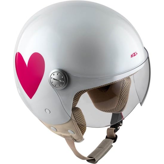 Casco Abierto Edicion Especial Ruiz - Blanco con Corazon Rosa T-XS