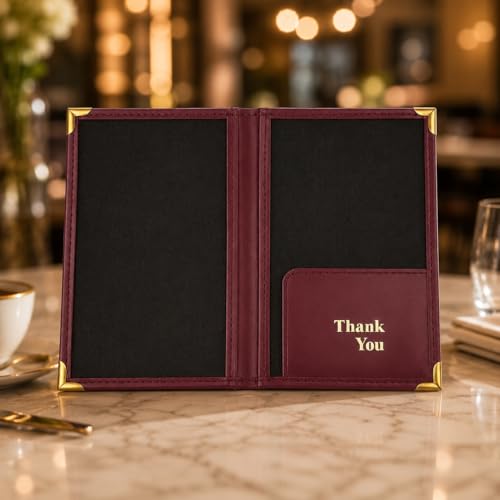 Image of Premium Bill Holder Set of 6 - Leather Bill Holder /Folder for Restaurants, Cafes, Bars & Table Service