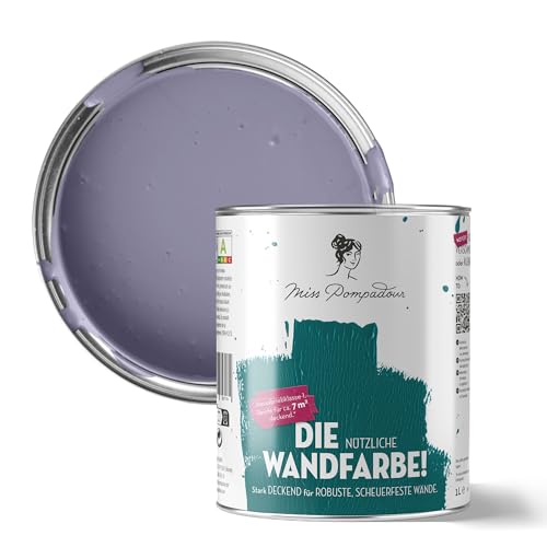 MissPompadour abwaschbare Wandfarbe Lila mit Provence 1L - hohe Deckkraft & Ergiebigkeit - matte, scheuerbeständige Innenfarbe - geruchsarm, wasserbasiert, atmungsaktiv - Die Nützliche