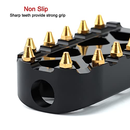 Lingdu Mx Offroad Wide Foot Pegs Golden Spike Motorcycle Footrest Pedal 360 Rotating For Dyna Softail Fatboy Sportster Iron 883 Touring Road King, Black Gold #TOP3