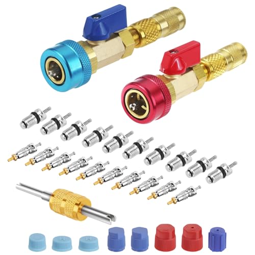 Clé pour valves haute et basse pression de climatisation avec kit réparation rapide