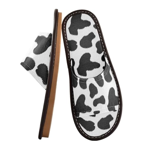 Women Men House Slippers Open Toes Travel Shoes Cow Print for Bathroom Pool Hotel Spa Beach2