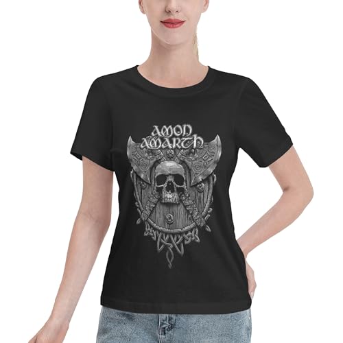 Photo de Zusa Amon Amarth T-Shirt à Manches Courtes et col Rond pour Femme, Coupe ajustée, en Coton