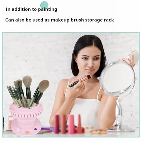 Image of Collapsible Brush Cleaning Rinse Cup, Brush Holder with Palette and Cleaning Cup, Integrated Silicone Brush Holder for Acrylics, Watercolors, Oils and Water-Based Paints (Purple)