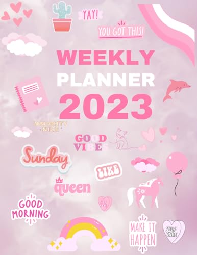 Weekly calendar 2023: Pink planner perfect for back to school