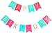 Happy Birthday Banner Beautiful and Colorful Party Decoration from Paper for Kids and Adults, Blue, Red and White Pennants with Golden Letters and two stripes