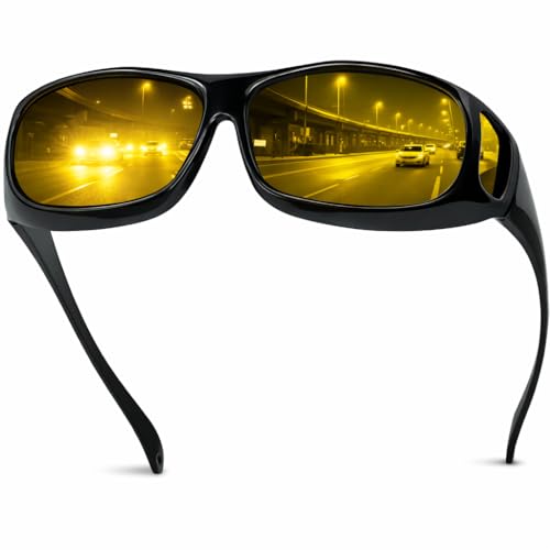 Chiccool Night Driving Glasses Fit Over for Men Women, Anti Glare Polarized Night Vision Driving...