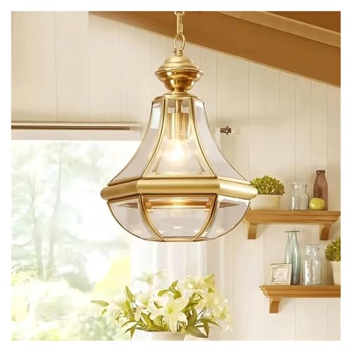 Lustre rustique américain en cuivre massif pour porche de villa chic