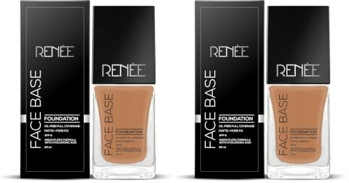 Image of RENEE Face Base Liquid Foundation - Irish Cream, 23ml | Enriched with Hyaluronic Acid & Vitamin E, Provides SPF 8 Protection, Weightless, Long-lasting Matte Finish (Pack of 2)