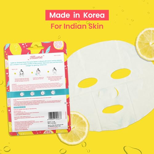 Image of Chicnutrix - Collagen & Vitamin C Korean Sheet Mask | 25g (Pack of 5 Face Mask) | Instant Brightening & Glow | With Niacinamide & Hyaluronic Acid | All Skin Types