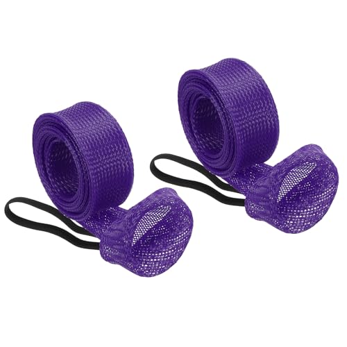 PATIKIL 75 Inch Rod Sock, 2 Pcs Fishing Rod Sleeve Cover Braided Mesh Pole Protector Gloves Fishing Tools Pointed End for Spinning Fishing Rod Fly Rod Ice Rod Casting Rod, Purple
