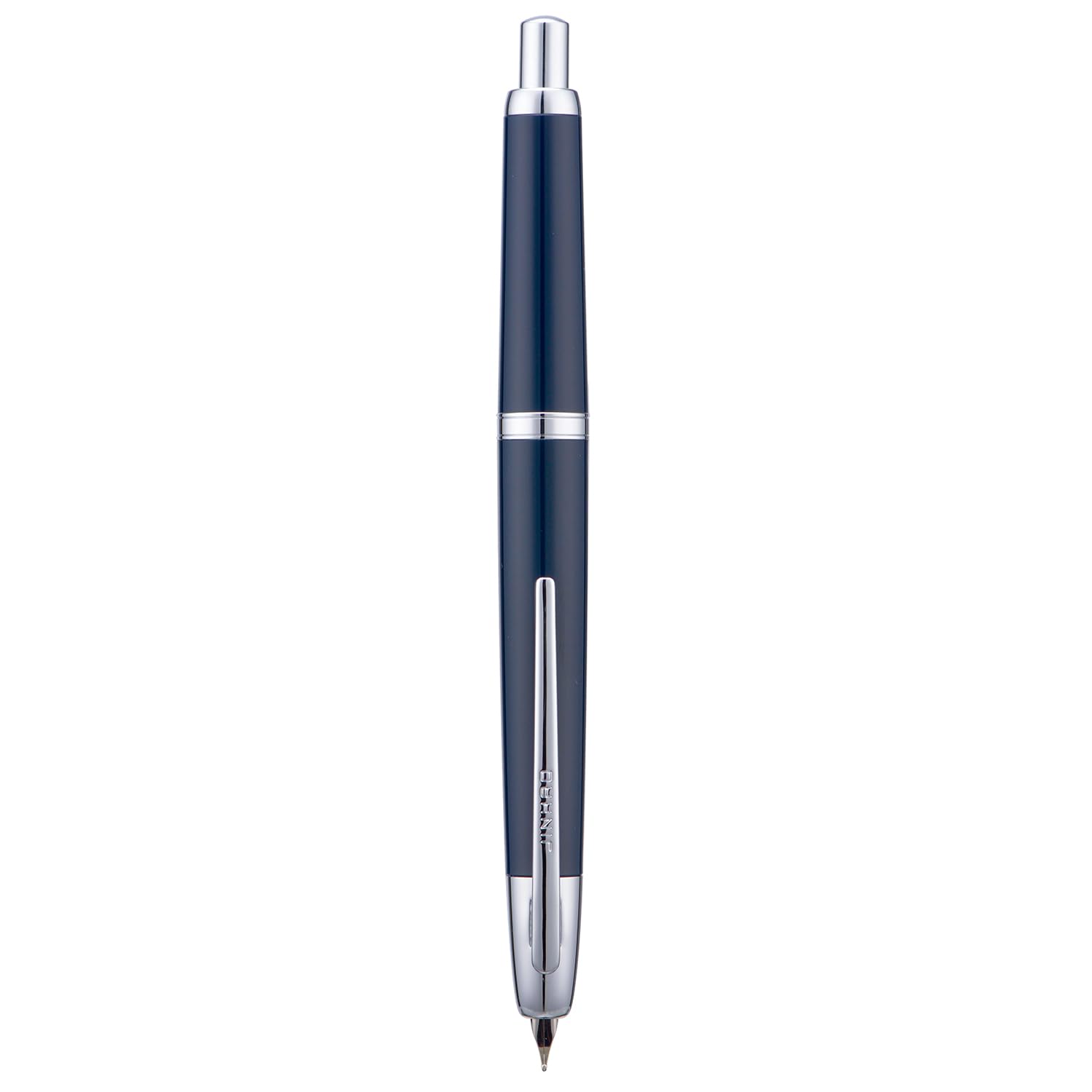 Jinhao 20 Series Press Fountain Pen, Dark Blue Retractable Medium Nib with Ink Converter Set (Silver Clip)