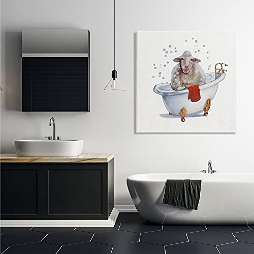 Image of Stupell Industries 'Shaggy Sheep in Bubble Bath Playful Farm'| Canvas Art | Stupell Industries | 36 x 36 Inches, Easy to Hang and Sturdy, Made in USA, by Donna Brooks