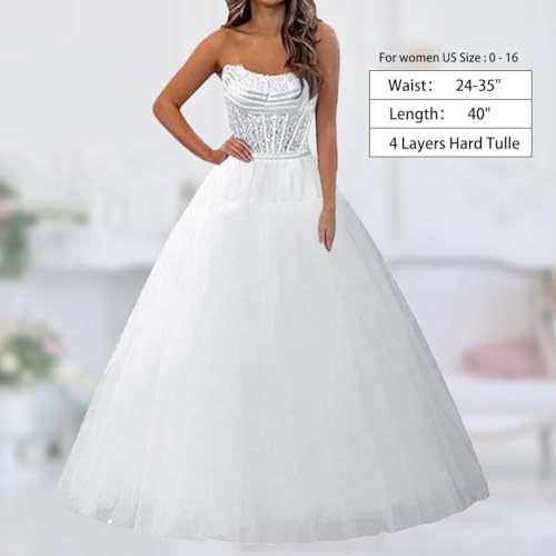 Women's 4 Layers Hard Tulle Petticoat Crinoline Underskirt Slips for Wedding Dress3