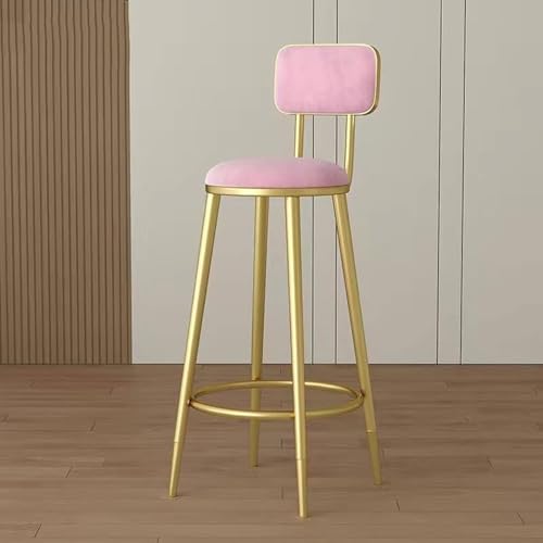 Tabourets de bar velours modernes au design raffiné avec dossier et pieds stables