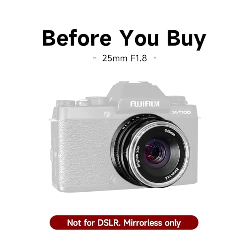Image of Brightin Star 25mm F1.8 Lens for Fujifilm XF Mount Mirroless Camera，APS-C Large Aperture Prime Manual Focus Lens X-Pro1-3, X-E1-4, X-T1-5, X-A1-20, X-H1-2, X-S10