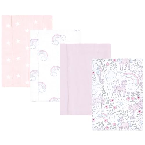 Image of Hudson Baby Unisex Baby Cotton Flannel Burp Cloths, Dreamy Unicorn, One Size