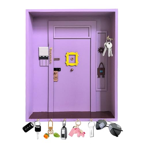 CnosDB Friends Monica'S Porte-CléS Mural en Bois, Porte Clef Mural Bois à 6 Crochets avec Espace de Rangement pour Les Amateurs de SéRies TV pour Salle de Bain Salon Bureau Chambre