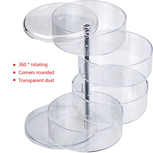 Kupink Clear Jewellery Box Hair Accessories Organiser 4-Layer Rotating Organiser Case for Necklace Bracelet Ring Earring Small Items Container Case