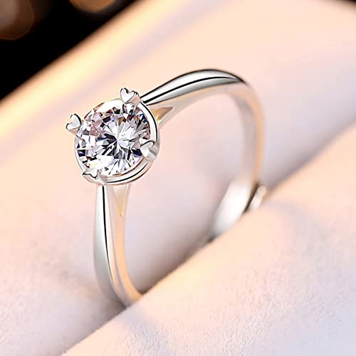 Bague Solitaire Argent Véritable Cœur pour Femme à 4 Griffes