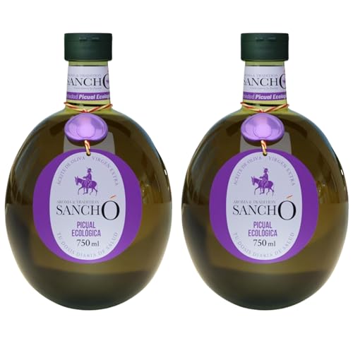 Aceite de Oliva Virgen Extra Sancho | Variedad Picual Ecológico 100% - Pack 2 Botellas PET...