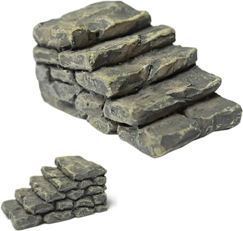 Cauaoa Miniature Garden Bridge with Stone Steps, Resin Fairy Ornament, Outdoor Bonsai...